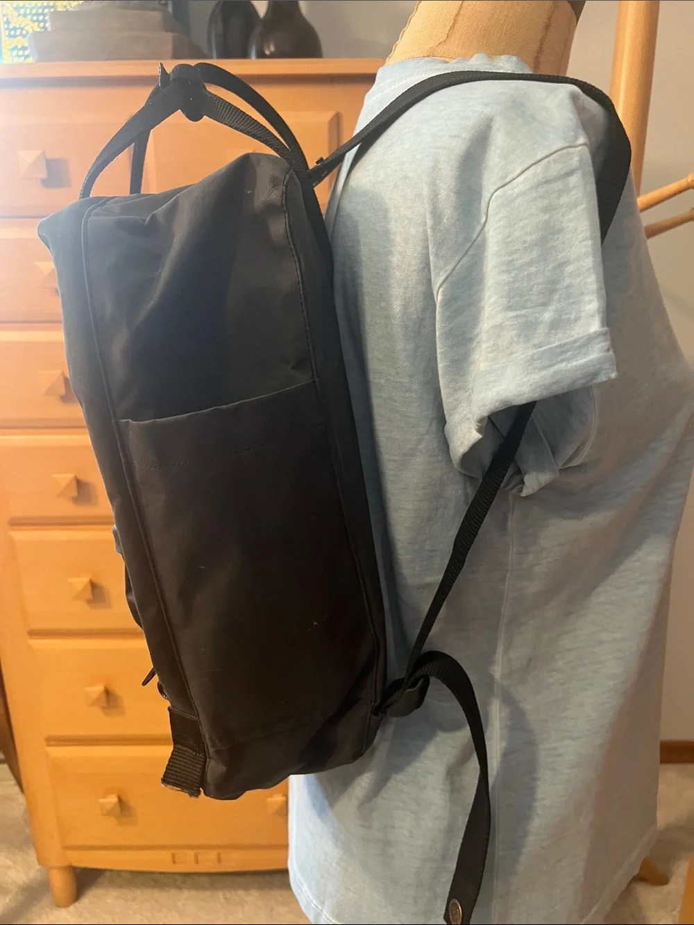 Fjallraven Kånken Black Backpack with Red Logo